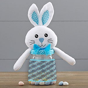 Repeating Name Personalized Easter Bunny Candy Jar - Blue