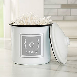 Classy Monogram Personalized Enamel Jar - Small Canister