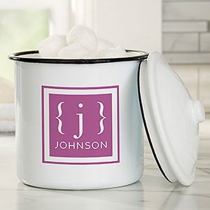 Classy Monogram Personalized Enamel Jar - Medium Canister