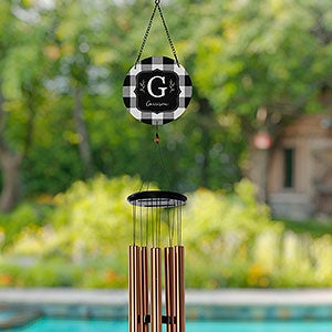Black & White Buffalo Check Personalized Wind Chimes