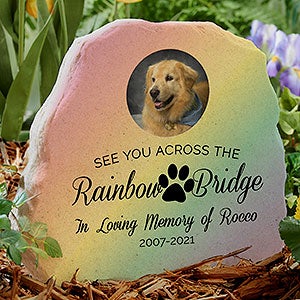 Rainbow Bridge Pet Memorial Personalized Standing Garden Stone - #31118