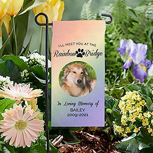 Rainbow Bridge Pet Memorial Personalized Mini Photo Garden Flag