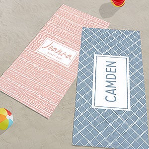 Hand Drawn Patterns Personalized 35x72 Beach Towel