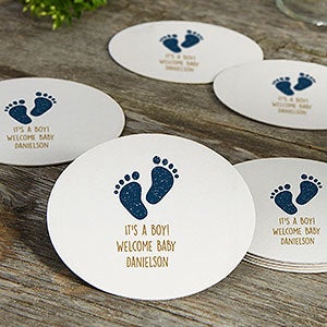 Choose Your Icon Personalized Baby Shower Paper Coasters - 12 Coasters