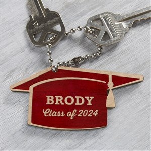 Graduation Cap Personalized Red Poplar Wood Keychain