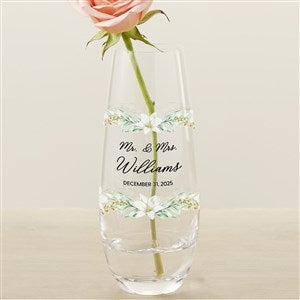 White Magnolia Floral Personalized Wedding Bud Vase