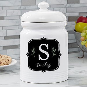 Black & White Buffalo Check Personalized Cookie Jar