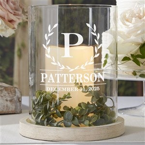 Wedding Wreath of Love Personalized Wood Hurricane Candle Holder
