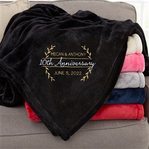 Laurel Wreath Anniversary Personalized 50x60 Black Fleece Blanket