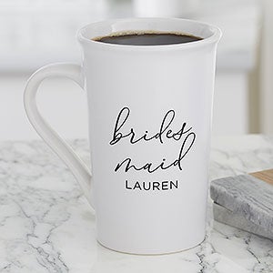 Watercolor Bridesmaid Personalized Wedding Latte Mug 16oz White