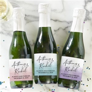 Watercolor Personalized Wedding Mini Champagne Labels - 1 Set of 12