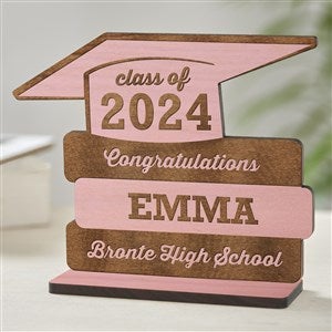 Graduation Personalized Pink Stain Wood Keepsake