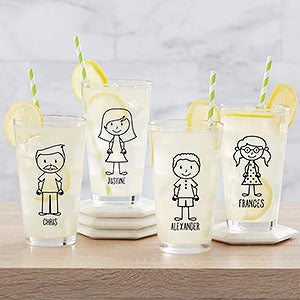 Family Stick Figure Personalized 16 oz Pint Glass