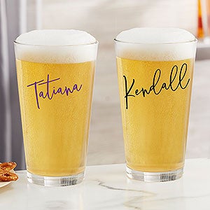 Trendy Script Name Personalized Printed 16oz Pint Glass