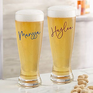 Trendy Script Name Personalized Printed 20oz Pilsner Glass