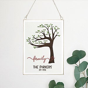 Family Tree Personalized Hanging Glass Wall Decor