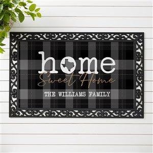 Home Sweet Home Personalized Plaid State Doormat 20x35