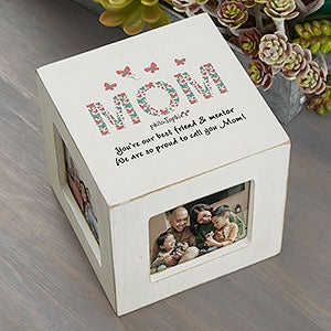 Floral Mom philoSophie's Personalized Photo Cube - White
