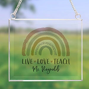 Boho Rainbow Teacher Personalized Glass Suncatcher