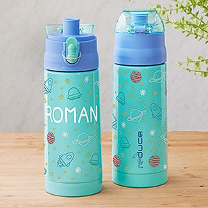 Outer Space Personalized 13oz Reduce Frostee Water Bottle - Aqua