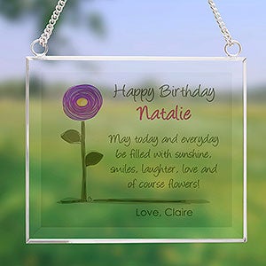 Birthday Blooms Personalized Glass Suncatcher - 31584