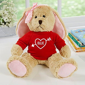 My Valentine Personalized Tan Plush Bunny/Pink