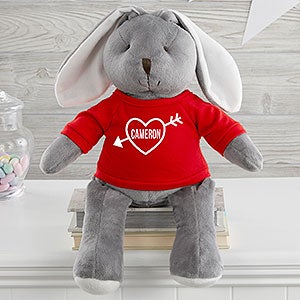 My Valentine Personalized Grey Plush Bunny