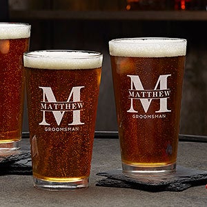 Lavish Groomsmen Wedding Engraved 16oz Pint Glass