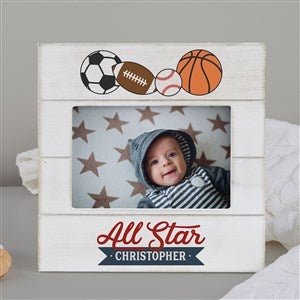 Sports Personalized Baby Shiplap Frame 4x6 Horizontal