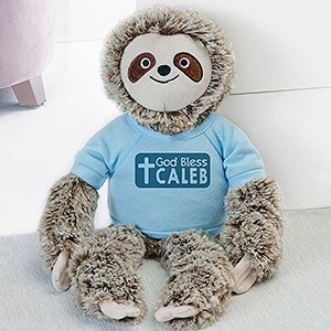 God Bless Personalized Plush Sloth- Blue