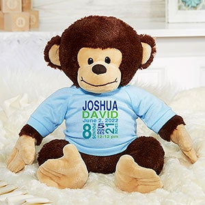 All About Baby Personalized Plush Monkey- Blue