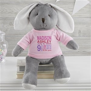 All About Baby Personalized Grey Plush Bunny-Pink