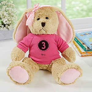 It's Your Birthday Personalized Birthday Tan/Pink Plush Bunny