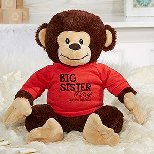 Personalized Plush Monkey - Big Sister - Red