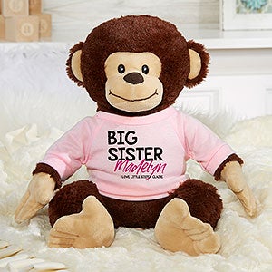 Personalized Plush Monkey - Big Sister - Pink