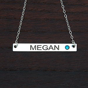 Horizontal Bar Personalized Birthstone Necklace
