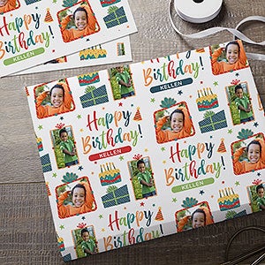 Birthday Celebration Personalized Photo Wrapping Paper Sheets - Set of 3