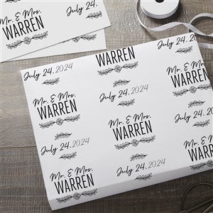 Sketched Laurel Wedding Personalized Wrapping Paper Sheets - Set of 3