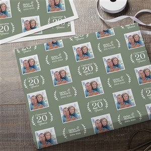 Laurel Anniversary Personalized Photo Wrapping Paper Sheets - Set of 3