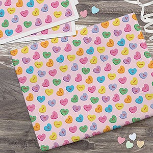 Conversation Hearts Personalized Wrapping Paper Sheets - Set of 3
