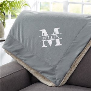Lavish Last Name Embroidered 50x60 Grey Sherpa Blanket