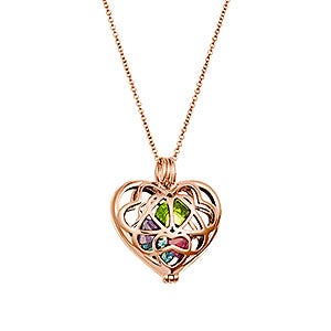 Personalized Interlocking Hearts with Birthstone Locket - Rose Gold