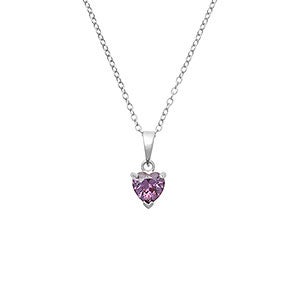 Custom Heart Birthstone Sterling Silver Necklace - 1 Stone