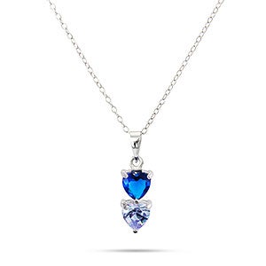 Custom Heart Birthstone Sterling Silver Necklace - 2 Stones