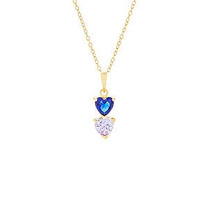 Custom Heart Birthstone Gold Necklace - 2 Stones