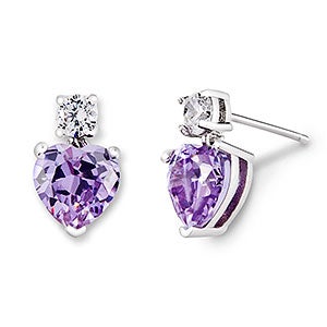 Heart Birthstone Custom Dangle Earrings