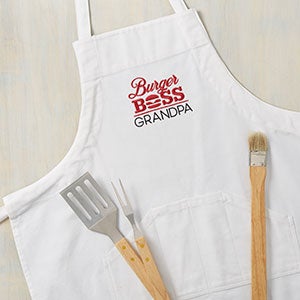 Burger Boss Embroidered White Apron