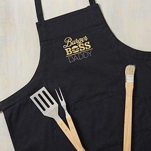 Burger Boss Embroidered Black Apron