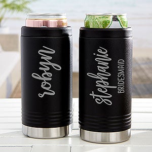 Scripty Style Stainless Insulated Skinny Can Holder Black