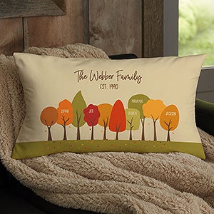 Fall Family Trees Personalized Lumbar Throw Pillow